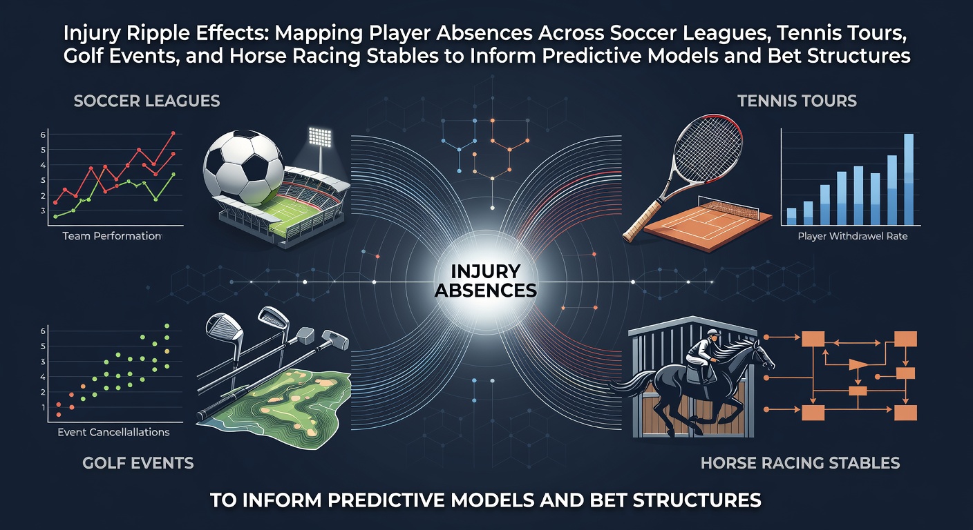 Detailed mapping chart showing injury-related absences across soccer, tennis, golf, and horse racing with data points overlaid on league schedules