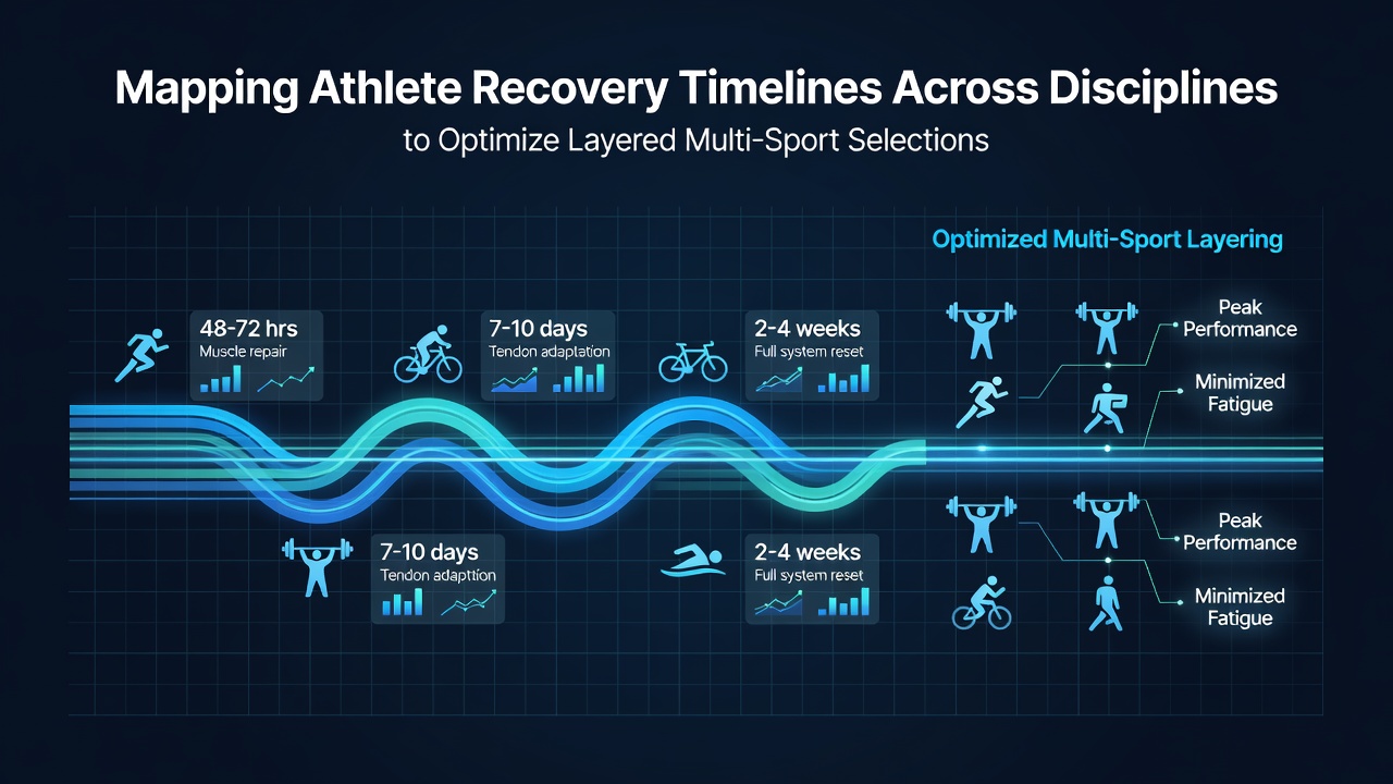 Athletes from multiple disciplines reviewing recovery data charts during a training camp session
