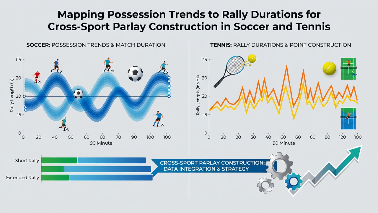 Data visualization overlaying soccer possession timelines with tennis rally length histograms for accumulator modeling