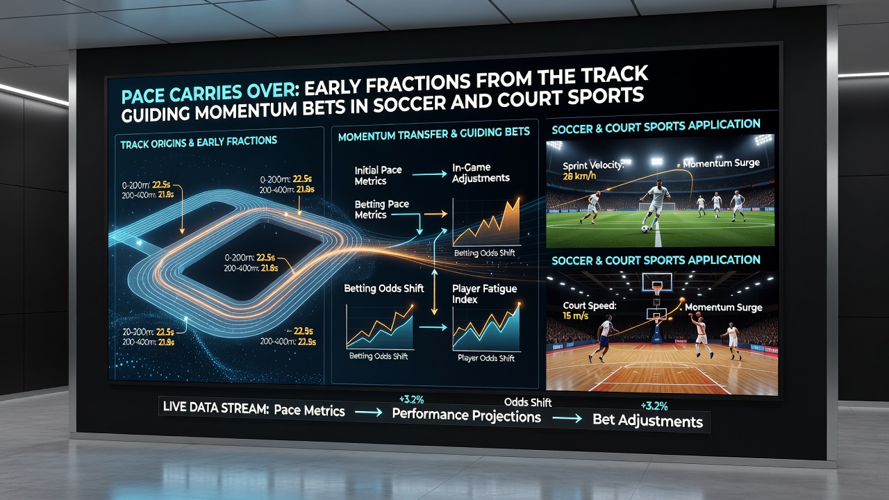 Tennis court with overlaid pace and momentum indicators from racing data