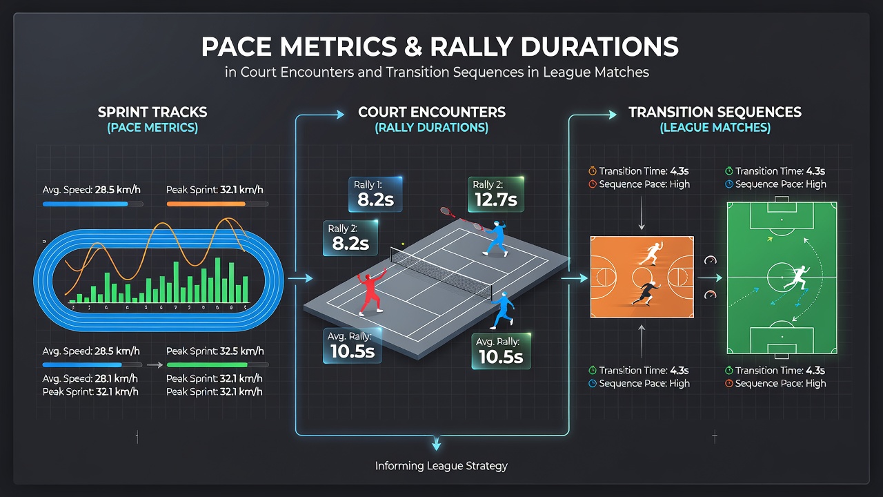 Athletes sprinting on a track with overlaid performance metrics and timing data visualizations