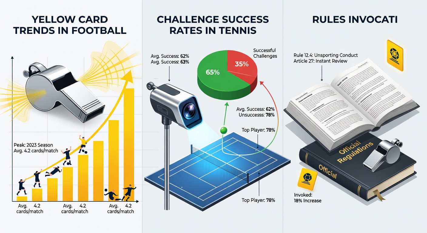 Tennis player reviewing a Hawk-Eye challenge on court, with officials consulting the system